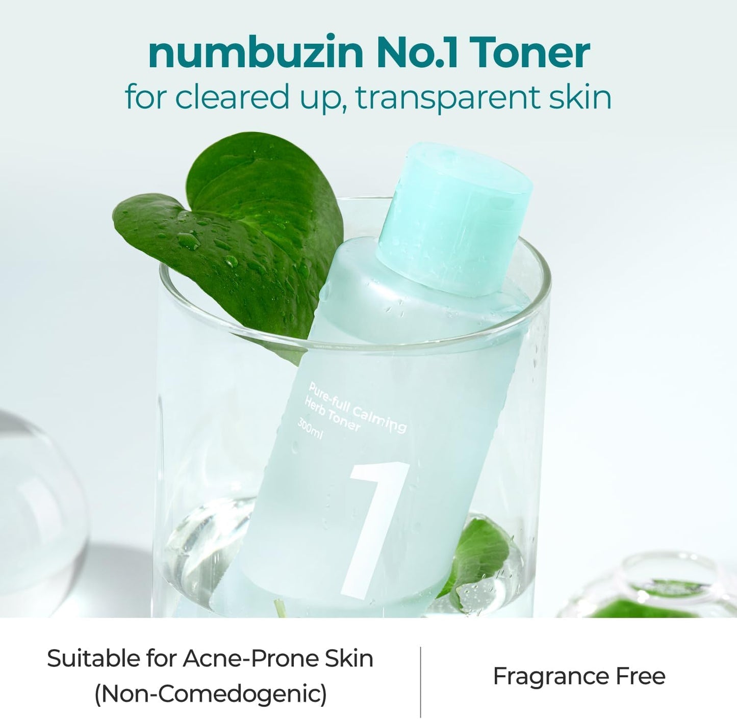 numbuzin No.1 Pure-Full Calming Herb Toner | Acne-Prone Skin, Centella Asiatica, Deep Calming, 10.14 fl oz