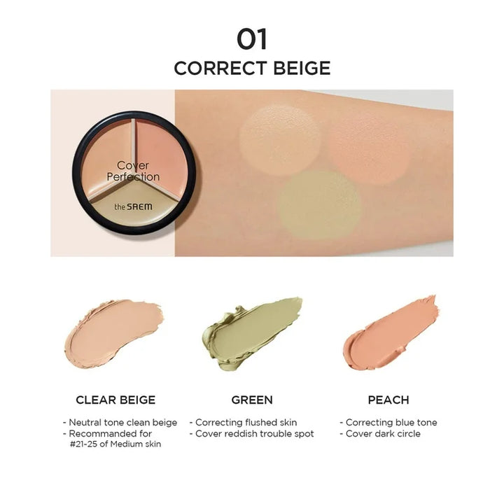 THE SAEM: COVER PERFECTION POT CONCEALER - 1.CORRECT BEIGE