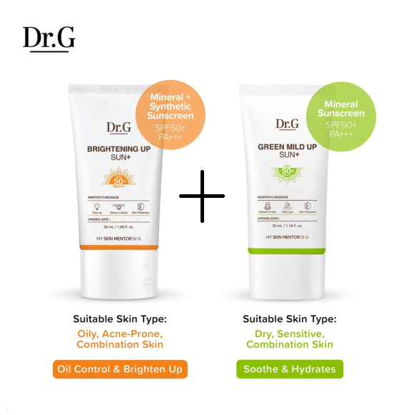 1+1] Dr.G NEW Brightening Up n Green Mild Sun Cream SPF50+ PA+++