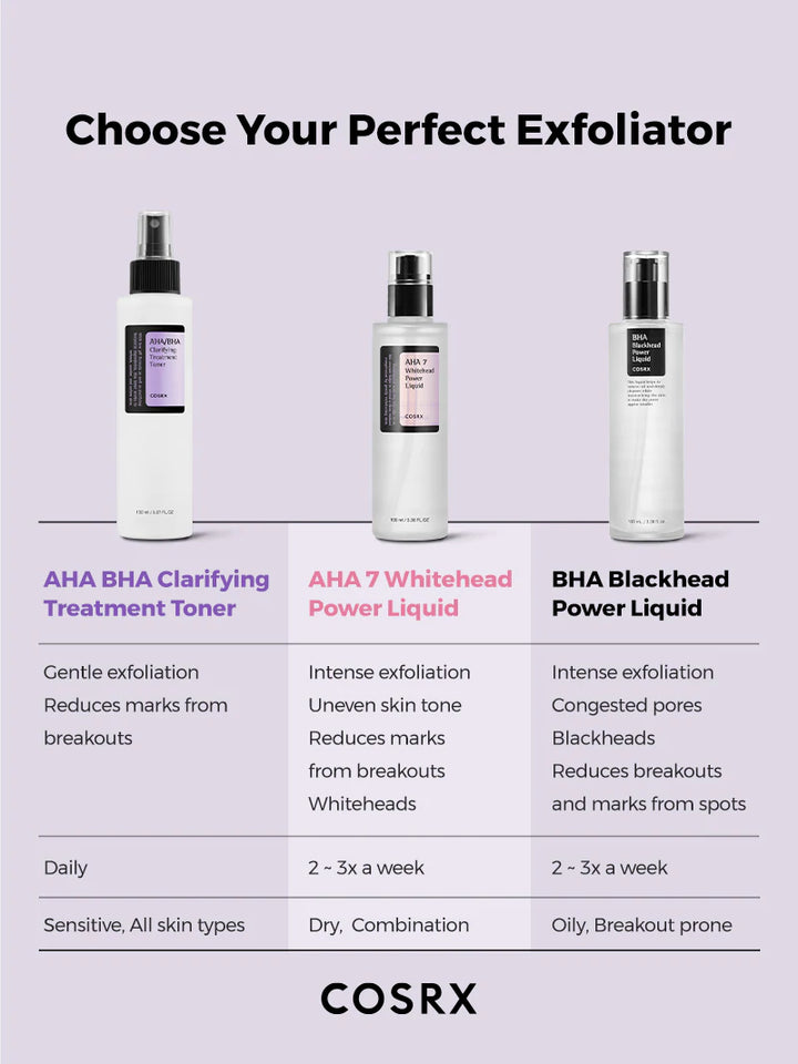 COSRX AHA/BHA 클래리파잉 트리트먼트 토너 150ml; 각질제거, 수분공급, 피부결 정리