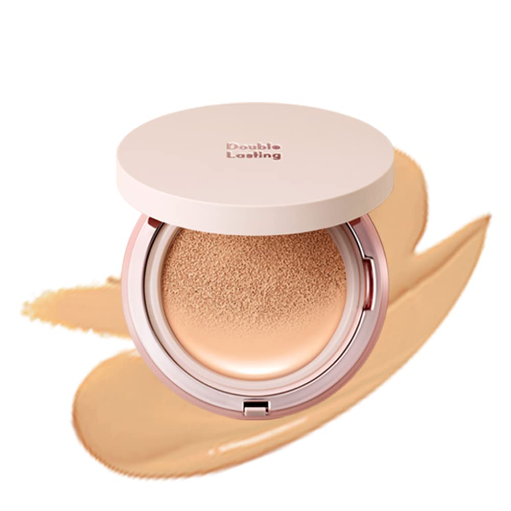ETUDE Double Lasting Cushion Glow (23N1 Sand) (21AD) | 24-Hours Lasting Cushion with a Radiant Natural Finish