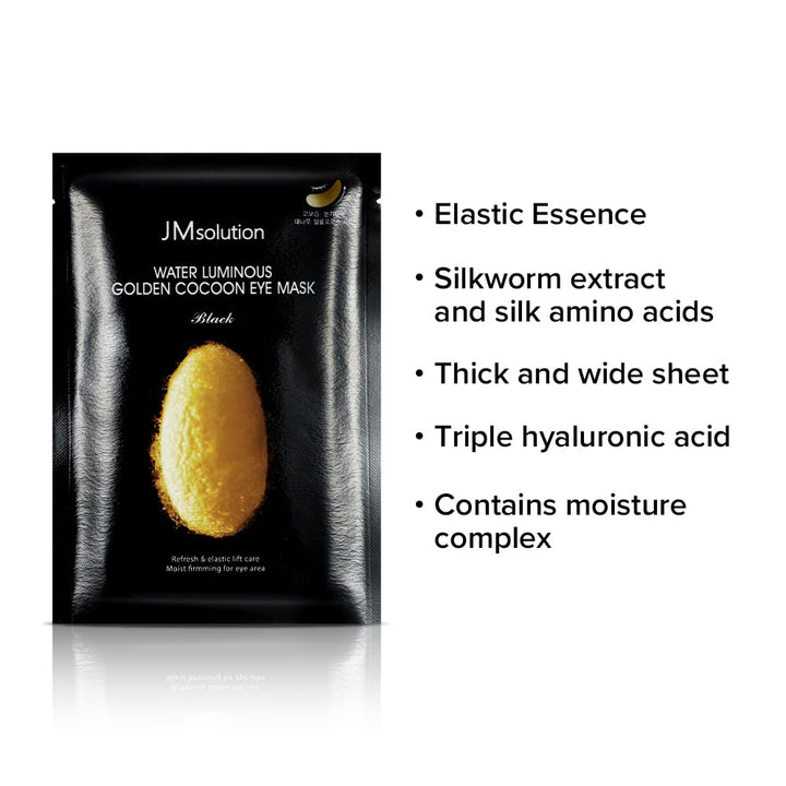 JMSOLUTION Water Luminous Golden Cocoon Eye Mask 10's -Reducing fine lines, provide rich nutrition, and high moisture retention. Highly enriched hydrogel essence eye patch mask