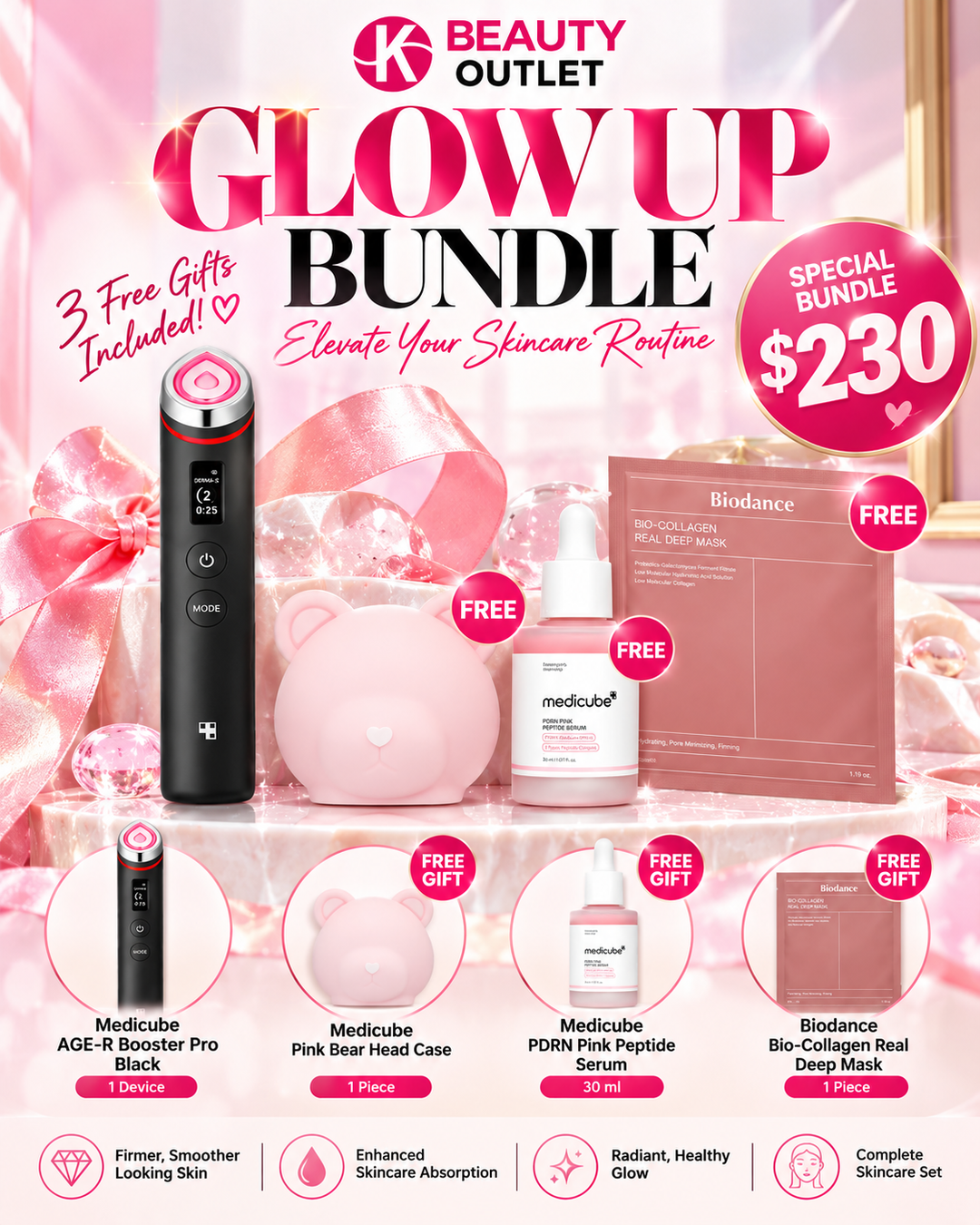 Medicube AGE-R Booster Pro Black Glow Up Bundle + 3 Free Gifts
