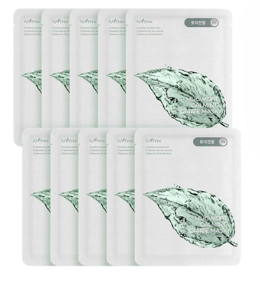 [ISNTREE] MUGWORT CALMING GAUZE MASK (10EA)