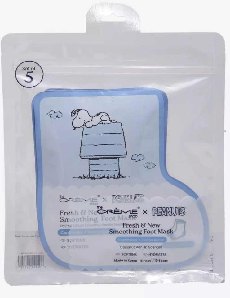 The Crème Shop Peanuts Smoothing Foot Mask Set 5