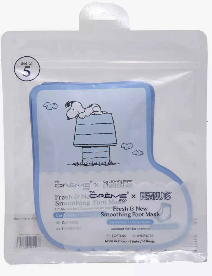 The Crème Shop Peanuts Smoothing Foot Mask Set 5