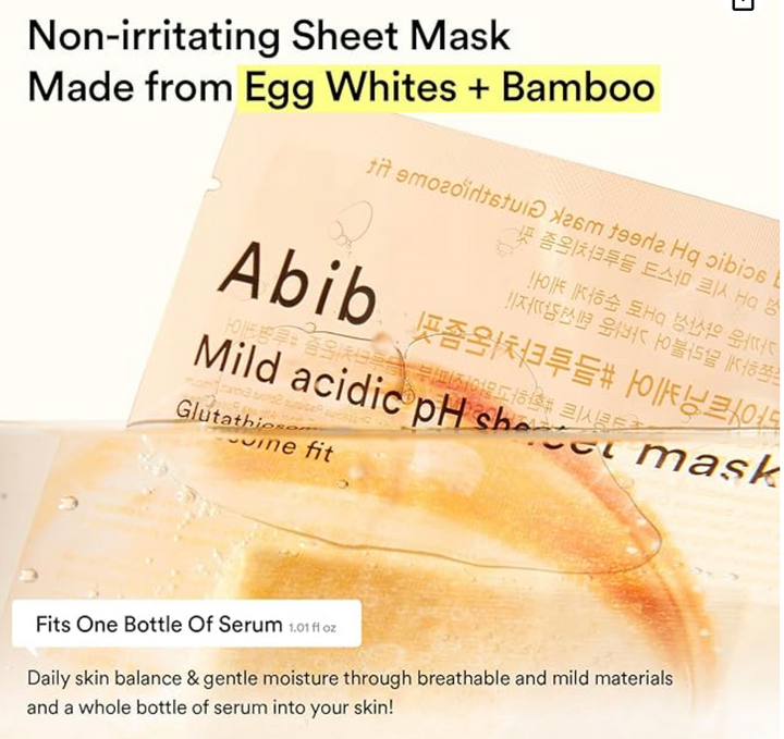 Abib Mild Acidic Ph Sheet Mask Glutathiosome Fit 1 Sheet (Skin Tone)