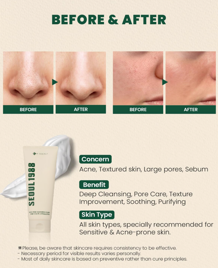 KSECRET Cleansing Foam : Pine Cica 1% + Probiotics 150ml