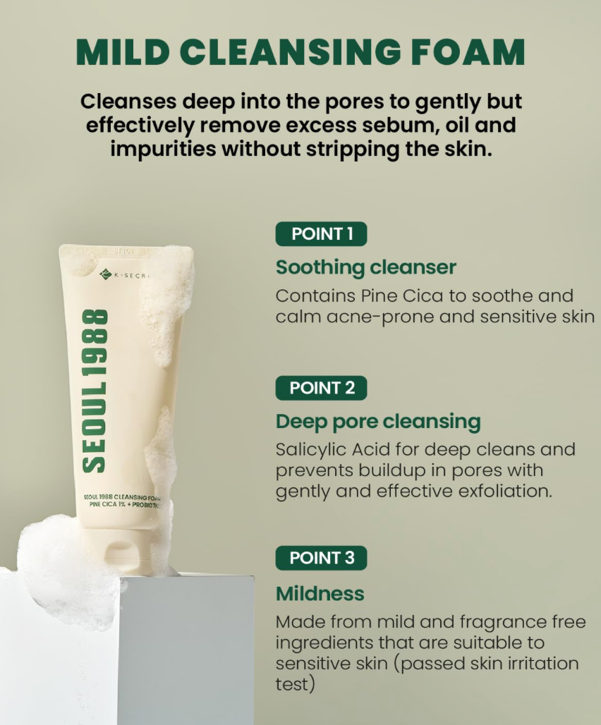 KSECRET Cleansing Foam : Pine Cica 1% + Probiotics 150ml