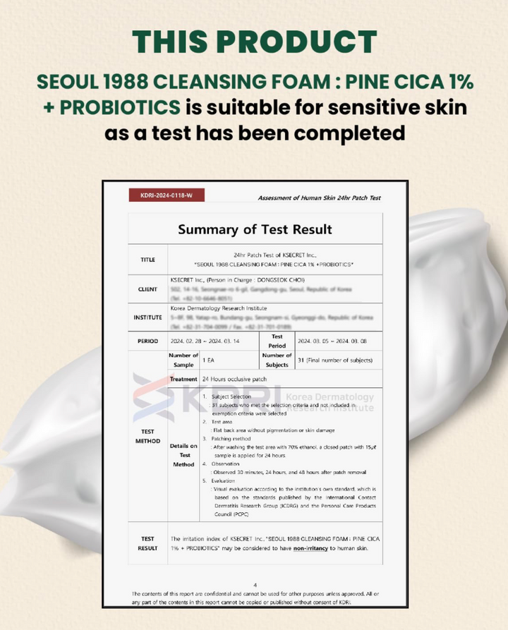 KSECRET Cleansing Foam : Pine Cica 1% + Probiotics 150ml