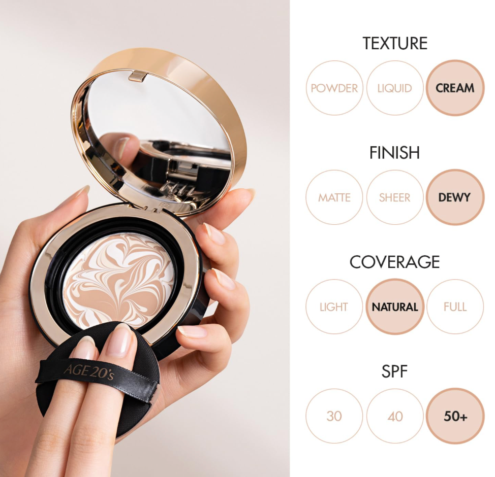 [age20] Signature Essence Cover Pact_Intense Cover #17N Ivory Broad Spectrum SPF50+