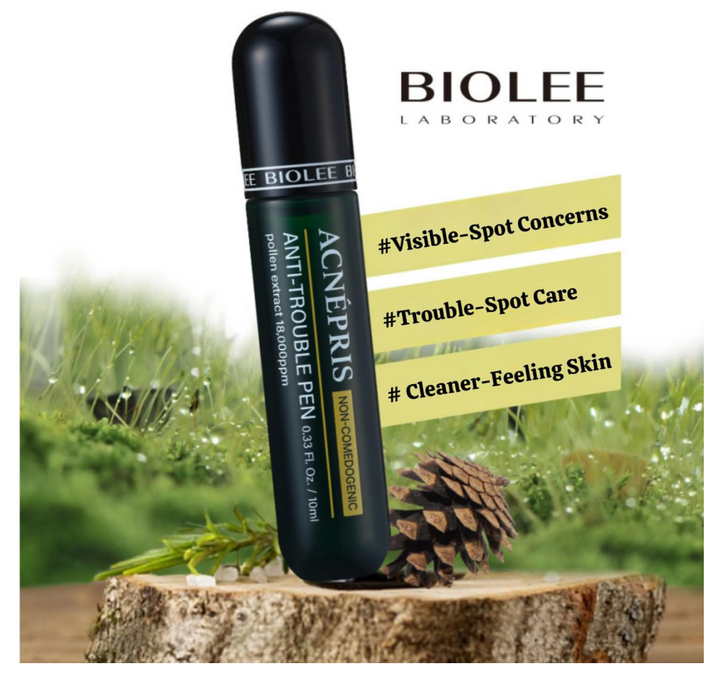 [BIOLEE] ACNEPRIS Acne Pimple Blemish Spot Serum Care Pen | Pine Pollen Roll-On Spot Care Pen 10 mL (0.34 fl oz) Non-Comedogenic Stainless-Steel Roller (Korea Beauty Cosmetic) 1ea