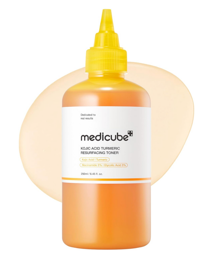 [Medicube] Kojic Acid Turmeric Smoothing Toner for Face & Body | Lightweight Toner for Balancing Uneven Skin Tone & Texture | Niacinamide, Glycolic Acid for Clear Glass Skin | 8.45 fl.oz