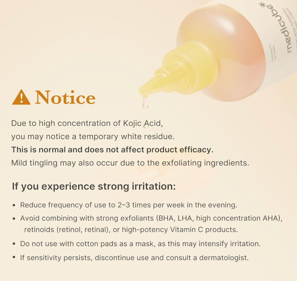 [Medicube] Kojic Acid Turmeric Smoothing Toner for Face & Body | Lightweight Toner for Balancing Uneven Skin Tone & Texture | Niacinamide, Glycolic Acid for Clear Glass Skin | 8.45 fl.oz