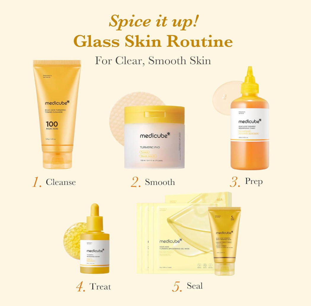 [Medicube] Kojic Acid Turmeric Smoothing Toner for Face & Body | Lightweight Toner for Balancing Uneven Skin Tone & Texture | Niacinamide, Glycolic Acid for Clear Glass Skin | 8.45 fl.oz