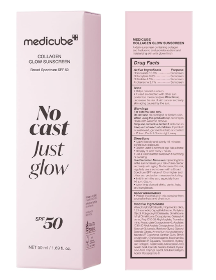 [medicube] No Cast Just Glow Collagen Sunscreen SPF 50 Broad