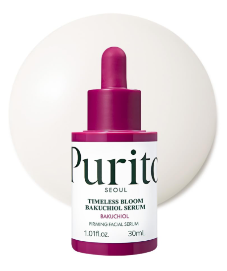 PURITO SEOUL Timeless Bloom Bakuchiol Serum, Korean Jeju Hydrangea, for Sensitive Skin, Ampoule, Fine Line Reduction, Anti Aging Facial Serum for face, K-Beauty, 30ml