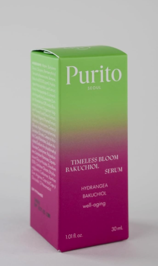 PURITO SEOUL Timeless Bloom Bakuchiol Serum, Korean Jeju Hydrangea, for Sensitive Skin, Ampoule, Fine Line Reduction, Anti Aging Facial Serum for face, K-Beauty, 30ml