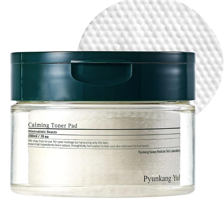 [Pyunkang Yul] PKY Calming Toner Pad with Tea Tree, 5 Hyaluronic Acids, Removes Dead Skin Cells, Moisturizes, Korean Face Skin Care, Acne Prone & Sensitive Skin, Double-Sided Pad 7.7 fl.oz 70ea