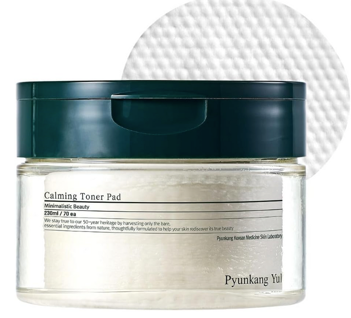[Pyunkang Yul] PKY Calming Toner Pad with Tea Tree, 5 Hyaluronic Acids, Removes Dead Skin Cells, Moisturizes, Korean Face Skin Care, Acne Prone & Sensitive Skin, Double-Sided Pad 7.7 fl.oz 70ea
