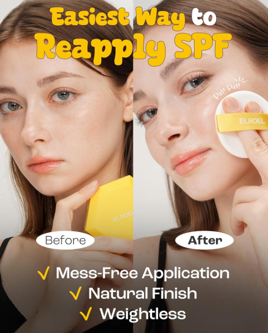 Pang Pang Sun Cushion Plus - Korean Hypoallergenic & Lightweight Sunscreen with Puff Sponge - Broad Spectrum SPF50+ PA++++ (0.53 oz)
