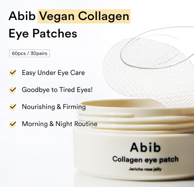 [Abib] Collagen Peptide Eye Patches for Wrinkles & Fine Line with Jericho Rose Jelly, 60 Count