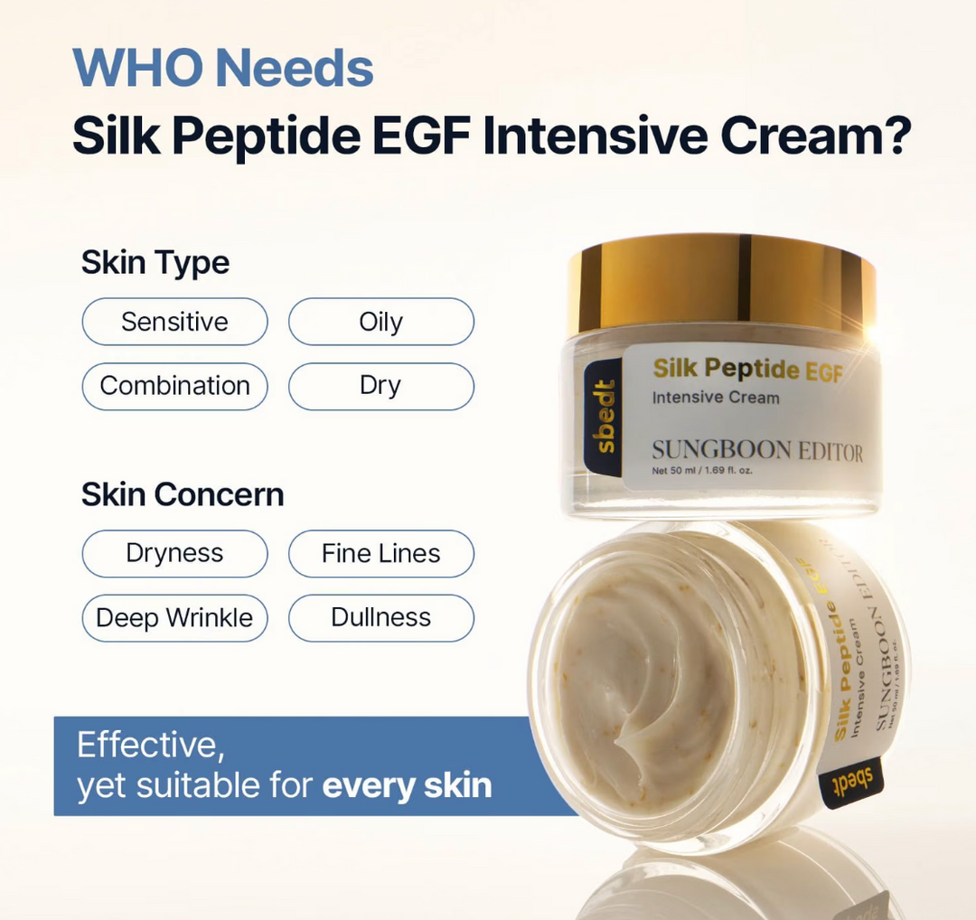 SUNGBOON EDITOR Silk Peptide EGF Intesive Cream for Fine Lines, 1.69 fl.oz