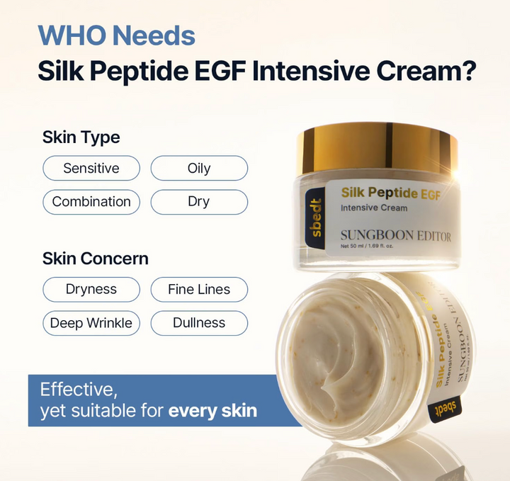 SUNGBOON EDITOR Silk Peptide EGF Intesive Cream for Fine Lines, 1.69 fl.oz
