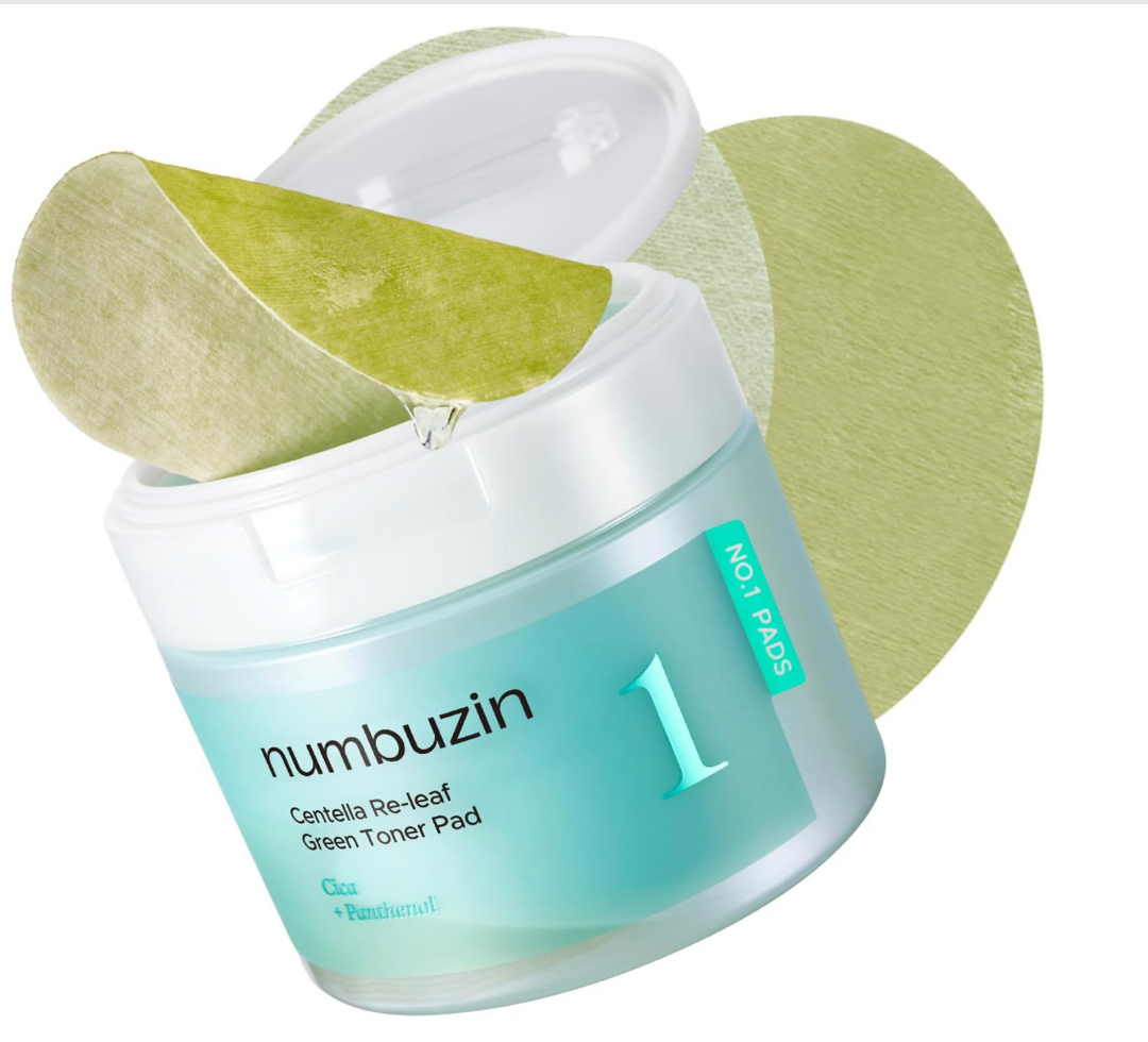 numbuzin No.1 Toner Pads | Centella Re-Leaf Green Toner Pad | Double-Sided | Centella Asiatica, Heartleaf, Licorice Root | Calming, Hydrating, Exfoliating | 70 Pads