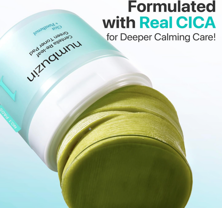 numbuzin No.1 Toner Pads | Centella Re-Leaf Green Toner Pad | Double-Sided | Centella Asiatica, Heartleaf, Licorice Root | Calming, Hydrating, Exfoliating | 70 Pads